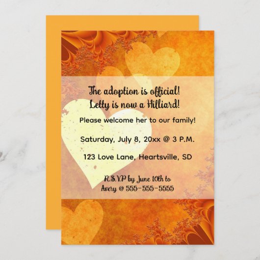 編集可能なハートと愛の採用 招待状 (正面/裏面)