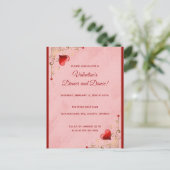 編集可能なハートと花のバレンタインデーカード インビテーションポストカード (スタンド正面)