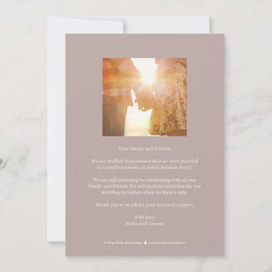 編集可能なハートの結婚発表から サンキューカード (裏面)