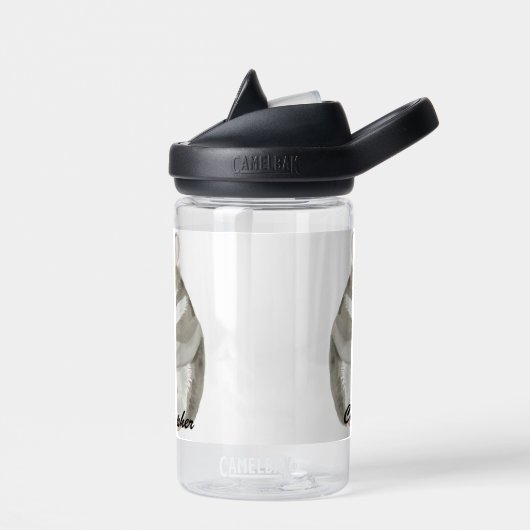 編集可能なハートを保持する可愛いリトルハムスター ウォーターボトル (左面)