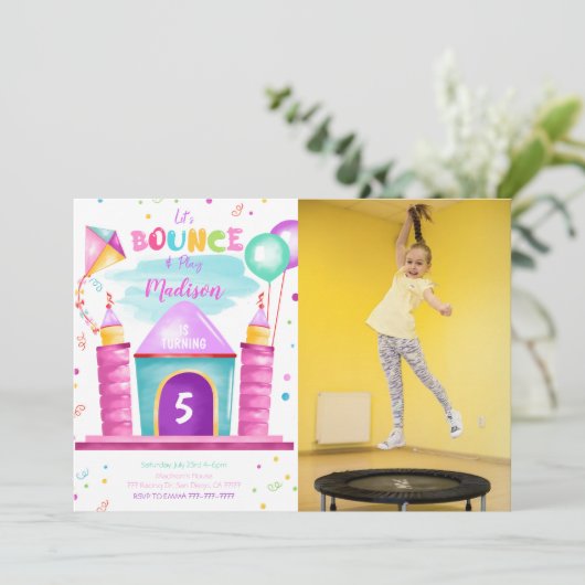 編集可能なバウンス誕生日写真招待状 招待状 (スタンド正面)