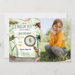 編集可能なバグの誕生日写真招待状 招待状