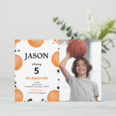 編集可能なバスケットボール写真招待状 招待状 (スタンド正面)