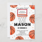 編集可能なバスケットボール誕生日招待状 招待状 (正面)