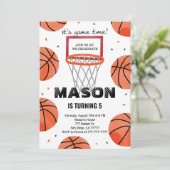 編集可能なバスケットボール誕生日招待状 招待状 (スタンド正面)