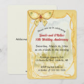 編集可能なバタフライとゴールドフレーム 招待状 (正面/裏面)