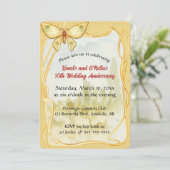 編集可能なバタフライとゴールドフレーム 招待状 (スタンド正面)