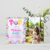 編集可能なバブル 誕生日写真招待状 招待状 (スタンド正面)