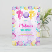 編集可能なバブル 誕生日招待状 招待状 (スタンド正面)