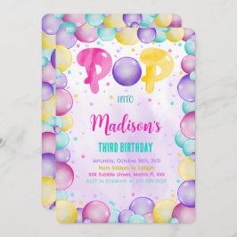 編集可能なバブル 誕生日招待状 招待状
