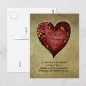 編集可能なバラの赤いハート ポストカード (正面/裏面)