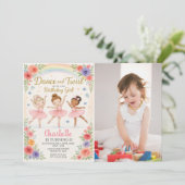 編集可能なバレリーナの女の子の誕生日パーティー招待状 招待状 (スタンド正面)