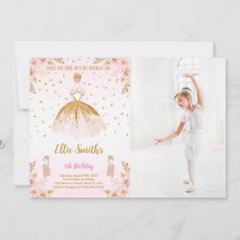 編集可能なバレリーナの誕生日写真招待状 招待状