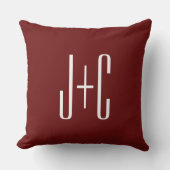 編集可能なバーガンディレッドの背景 & 白いテキスト クッション (正面)