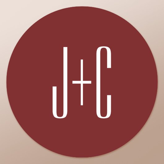 編集可能なバーガンディレッドの背景 & 白いテキスト ラウンドシール