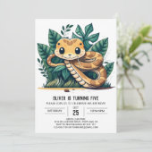 編集可能なパイソンの子供の誕生日 招待状 (スタンド正面)