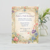 編集可能なパステルカラーのトレリスとバラのデザインの招待状 招待状 (スタンド正面)