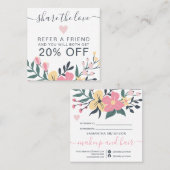 編集可能なパモダンステルフローラハート共有愛 紹介カード (正面/裏面)