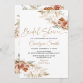 編集可能なパンパスグラスブライダルシャワー招待 招待状 (正面/裏面)