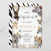 編集可能なパーティー動物の招待状 サファリ誕生日 招待状 (正面/裏面)
