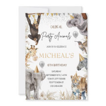 編集可能なパーティー動物の招待状 サファリ 誕生日