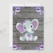 編集可能なパープル ラスティック エレファント インビテーション (裏面)