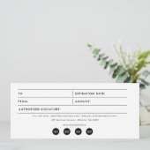 編集可能なビジネスギフト証明書伝票 (スタンド正面)