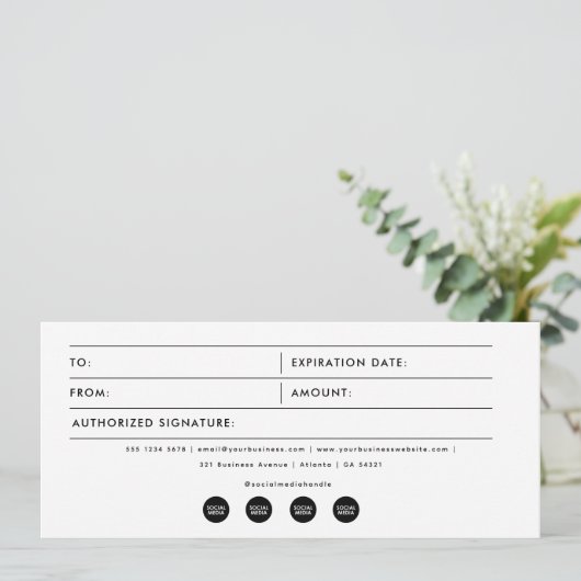 編集可能なビジネスギフト証明書伝票 (スタンド正面)