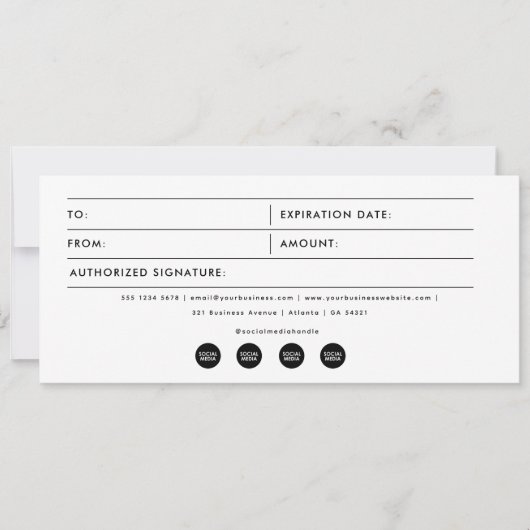 編集可能なビジネスギフト証明書伝票 (正面)