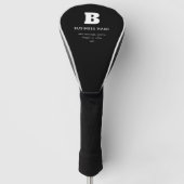 編集可能なビジネス名とスローガン | ブラック&ホワイト ゴルフヘッドカバー (正面)