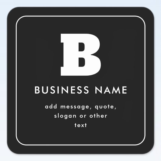 編集可能なビジネス名とスローガン | ブラック&ホワイト スクエアシール