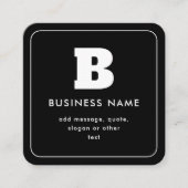 編集可能なビジネス名とスローガン | ブラック&ホワイト スクエア名刺 (正面)