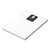 編集可能なビジネス名とスローガン | ブラック&ホワイト ノートパッド (回転)