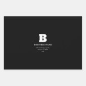 編集可能なビジネス名とスローガン | ブラック&ホワイト ラッピングペーパーシート (正面3)