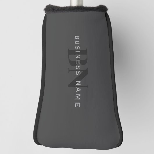 編集可能なビジネス名(またはその他の文字)グレー ゴルフヘッドカバー (回転90)