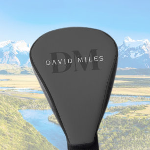 編集可能なビジネス名(またはその他の文字)グレー ゴルフヘッドカバー