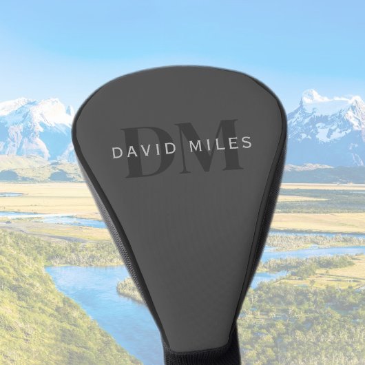 編集可能なビジネス名(またはその他の文字)グレー ゴルフヘッドカバー