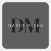 編集可能なビジネス名(またはその他の文字)グレー スクエアシール (正面)