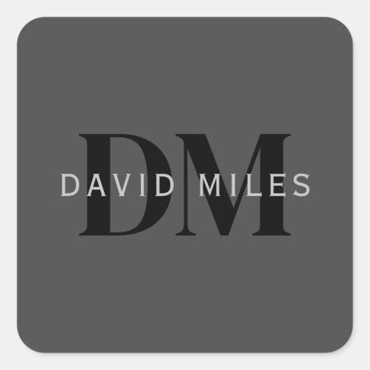 編集可能なビジネス名(またはその他の文字)グレー スクエアシール (正面)