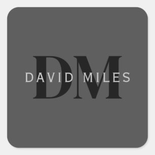 編集可能なビジネス名(またはその他の文字)グレー スクエアシール