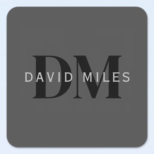 編集可能なビジネス名(またはその他の文字)グレー スクエアシール