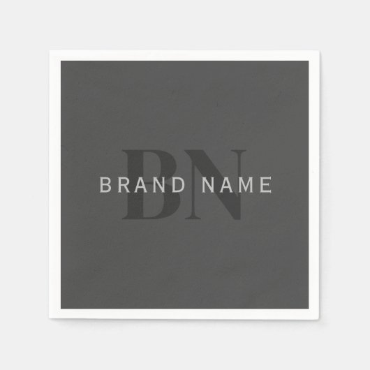 編集可能なビジネス名(またはその他の文字)グレー スタンダードカクテルナプキン (正面)
