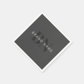 編集可能なビジネス名(またはその他の文字)グレー スタンダードカクテルナプキン (角)