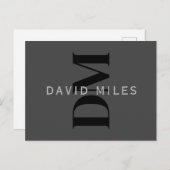 編集可能なビジネス名(またはその他の文字)グレー ポストカード (正面/裏面)