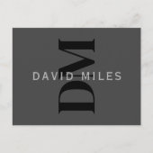 編集可能なビジネス名(またはその他の文字)グレー ポストカード (正面)