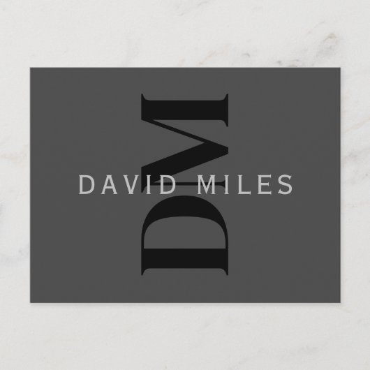 編集可能なビジネス名(またはその他の文字)グレー ポストカード (正面)