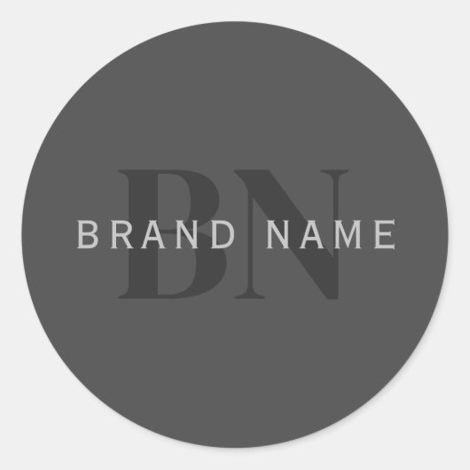 編集可能なビジネス名(またはその他の文字)グレー ラウンドシール (正面)