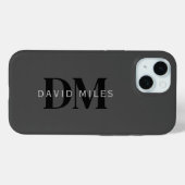 編集可能なビジネス名(またはその他の文字)グレー Case-Mate iPhoneケース (裏面 (横))