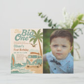 編集可能なビッグワンサーフィン1歳誕生日 招待状 (スタンド正面)