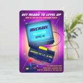 編集可能なビデオゲーム誕生日パーティーの招待 招待状 (スタンド正面)